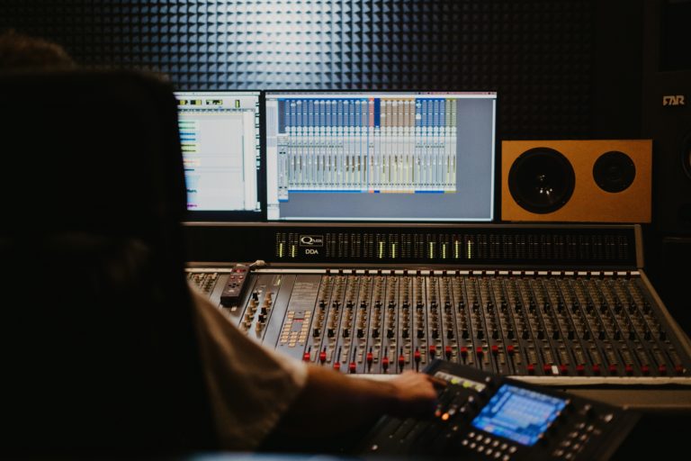 Computerized Audio Equipment in a Studio during Remote Music Production